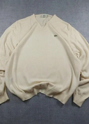 Lacoste 90s Vintage V-Neck Sweater Pastel Yellow 100% Wool Woolmark size 5 / L Europea preppy, marque: Lacoste, état: Très bon état, taille: L, 30,00 €, 32,20 € Protection acheteurs incluse