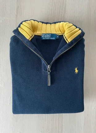 Pull 1/4 zip Ralph Lauren Homme S Coton Maille Bleu Marine Jaune Col Zippé, brand: Polo Ralph Lauren, condition: Very good, size: S, €35.00, €37.45 includes Buyer Protection