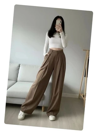 Bas de costume à jambe large marron, brand: Glamour, condition: Very good, size: S / 36 / 8, €28.00, €30.10 includes Buyer Protection Pro