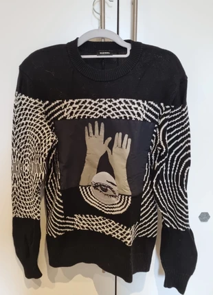 Diesel Graphic Crewneck Sweater Black/White Hands & Eye Knit 100% Cotton, brand: Diesel, condition: Very good, size: L, £100.00, £105.70 includes Buyer Protection