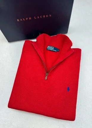 Pull half zip col camionneur Ralph Lauren rouge logo marine taille L, marca: Ralph Lauren, estado: Muito bom, tamanho: L, €45.00, €47.95 inclui Proteção do Comprador Pro