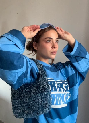 Borsa crochet in denim – filato artigianale riciclato, pezzo unico, brand: Denim, condizioni: Nuovo senza cartellino, €45.00, €47.95 include la Protezione acquisti