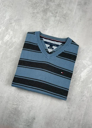 Sweat Pull Tommy Hilfiger taille (L) Homme Bleu Rayé marinière Col V Coton Logo brodé, brand: Tommy Hilfiger, condizioni: Ottime, taglia: L, €24.00, €25.90 include la Protezione acquisti