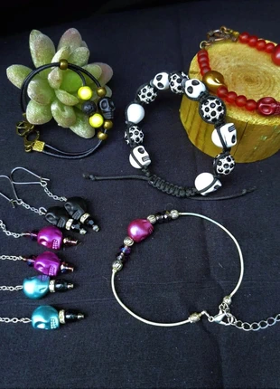 Ensemble bijoux gothiques skull head - boutique spécialisée, marca: boutique gothique, estado: Muito bom, €39.90, €42.60 inclui Proteção do Comprador