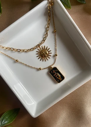 Collier charms en acier inoxydable doré soleil tarot, marque: Melosa bijoux, état: Très bon état, 12,99 €, 14,34 € Protection acheteurs (Pro) incluse