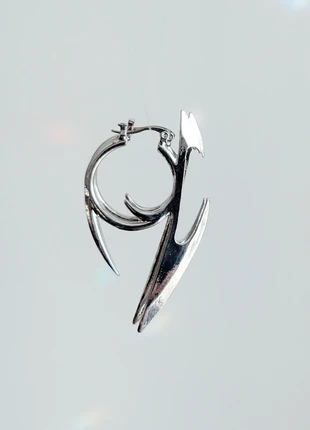 Silver Large Knife Blade Cyber Style Alternative Hoop Earrings, condition: New without tags, £11.00, £12.25 includes Buyer Protection