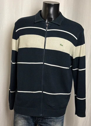 Lacoste Navy Striped Full Zip Sweater Size L – Chaqueta punto rayas azul Talla L, brand: Lacoste, condizioni: Ottime, taglia: L, €48.00, €51.10 include la Protezione acquisti