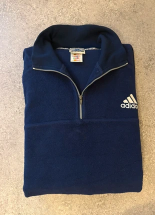 Pull polaire Adidas vintage bleu marine demi-zip 3 bandes Taille M, brand: adidas, condition: Very good, size: M, €22.00, €23.80 includes Buyer Protection