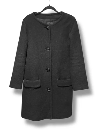Manteau long en laine/Angora à col mao APC avec bouton Noir Taille M Femme, marca: A.P.C., estado: Muy bueno, tamaño: M / 38 / 10, 45,00 €, 47,95 € Protección al comprador incluida