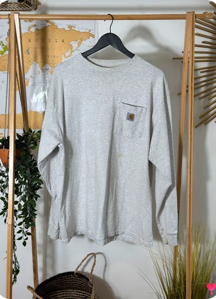 Tee-shirt Carhartt manches longues blanc/gris, marque: Carhartt, état: Bon état, taille: Taille unique, 14,90 €, 16,35 € Protection acheteurs (Pro) incluse