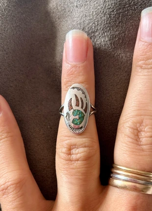 Bague navajo en argent et pierres, marca: Argent, estado: Muito bom, tamanho: 15,3 mm Ø / 8, €58.80, €62.44 inclui Proteção do Comprador Pro