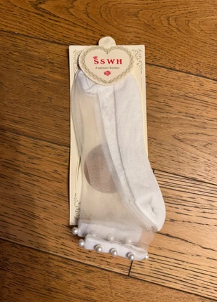 White sheer pearl socks – elegant mesh ankle socks for weddings or special occasions, brand: Vintage Dressing, condition: New with tags, size: S | 2-5.5, £4.50, £5.43 includes Buyer Protection