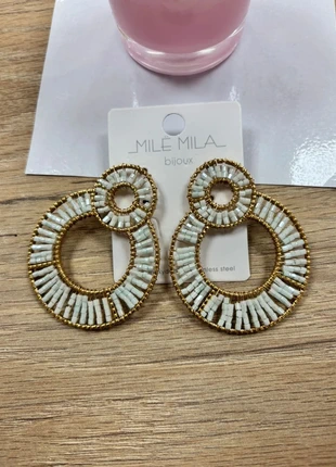 Boucles d’oreilles en acier inoxydable fines perles blanches, brand: Milë Mila, condition: New with tags, €13.00, €14.35 includes Buyer Protection Pro