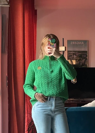 1/4 zip / half zip / pull camionneur / pull col cheminée , torsadé femme S Ralph Lauren coton vert, marke: Ralph Lauren, zustand: Sehr gut, größe: S / 36 / 8, 45,00 €, 47,95 € inklusive Vinted-Käuferschutz