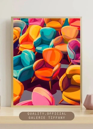 Affiche – Fauteuils Colorés A3, merk: Fait Main, staat: Heel goed, € 10,00, € 11,20 inclusief Kopersbescherming Pro