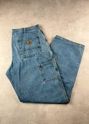 Pantalon carhartt B13 DPS single knee workwear baggy bleu patiné vintage - Taille 36x32, marca: Carhartt, estado: Muito bom, tamanho: PT 46 | W36, €35.00, €37.45 inclui Proteção do Comprador Pro