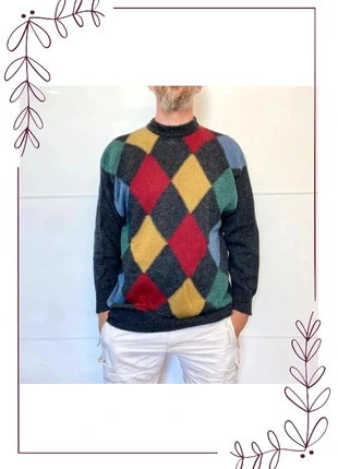 Equip T - pull à motif losange en laine - Made in Italy - Taille XL, marque: equipt, état: Bon état, taille: XL, 49,00 €, 52,15 € Protection acheteurs (Pro) incluse