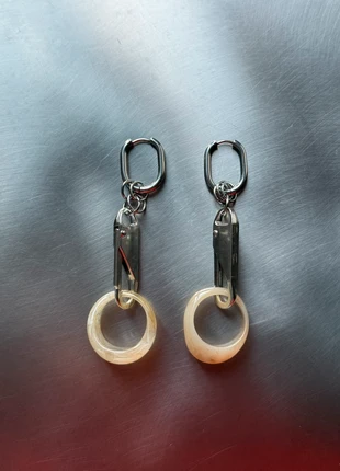 Industrial Amber-Tone Hoop Earrings, marque: Fait Main, état: Très bon état, 18,00 €, 19,60 € Protection acheteurs incluse