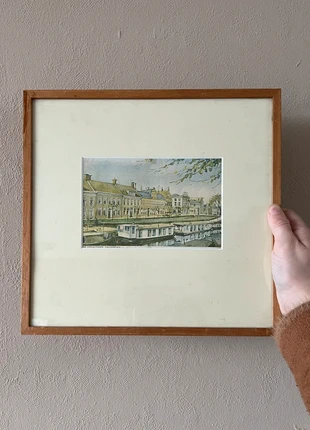 Prachtige vintage illustratie in lijst Spilsluizen Groningen Nederland retro Dutch art, brand: Vintage Love, condizioni: Ottime, €45.00, €47.95 include la Protezione acquisti