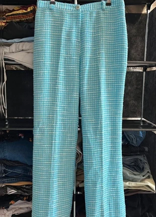 Pantalon jambes large tweed bleu blanc vintage taille 40 correspond a un M (lin/polyester/viscose), marke: Vintage Dressing, zustand: Sehr gut, größe: M / 38 / 10, 10,00 €, 11,20 € inklusive Vinted-Käuferschutz