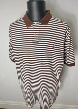 Ralph Lauren Brown & White Striped Polo Shirt – Size L, brand: Ralph Lauren, condition: Very good, size: L, £15.00, £16.45 includes Buyer Protection