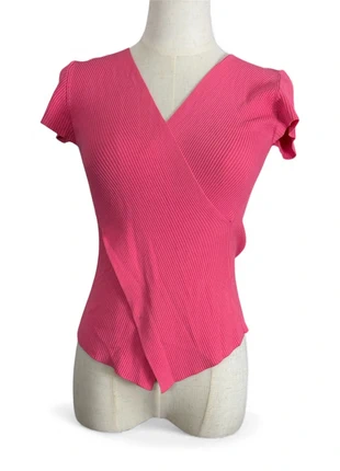 Pink ribbed wrap-effect top – S – 100% viscos, marke: Vintage Dressing, zustand: Sehr gut, größe: S / 36 / 8, 12,90 €, 14,25 € beinhaltet Vinted-Käuferschutz Pro