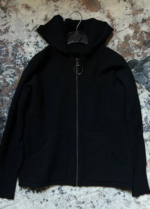 Black Zip Hoodie with Ring Zipper Vintage Soft Knit Sweatshirt Viscose Casual Streetwear, brand: Vintage Dressing, condizioni: Nuovo senza cartellino, taglia: M, €13.00, €14.35 include la Protezione acquisti