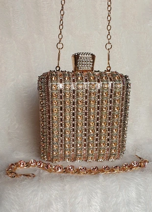 Mini sac à main bijou Clutch flacon en métal doré strass - ultra glamour & perfect party look, marca: pas de marque, estado: Novo com etiquetas, €39.00, €41.65 inclui Proteção do Comprador
