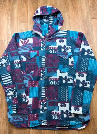 Veste polaire à capuche Vintage Retro 90s multicolor crazy fleece Jacket | Taille XXL, marca: Vintage Dressing, estado: Muito bom, tamanho: XXL, €25.00, €26.95 inclui Proteção do Comprador