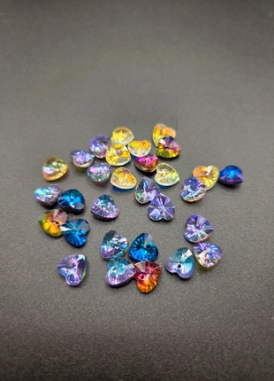 Lot de 30 perles cœur en verre 8 mm – multicolores, marque: Cristal, état: Neuf sans étiquette, 5,00 €, 5,95 € Protection acheteurs incluse