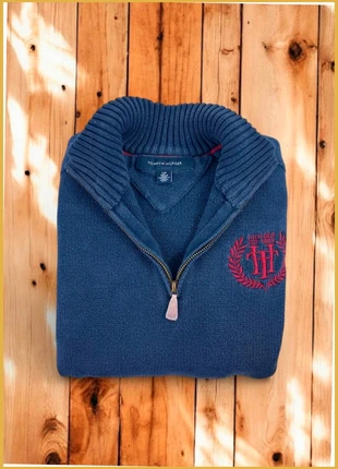 Pull 1/4 Zip, Halfzip Tommy Hilfiger Bleu marine/ Col camionneur/ Logo brodé /Taille S Homme vintage, brand: Tommy Hilfiger, condizioni: Ottime, taglia: S, €40.00, €42.70 include la Protezione acquisti Pro