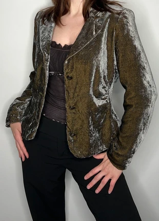 Y2K 2000s Brown gold velvet whimsigoth academia witch siren archive bohemian retro office blazer, merk: Vintage, staat: Heel goed, maat: M / 38 / 10, € 17,50, € 19,08 inclusief Kopersbescherming Pro