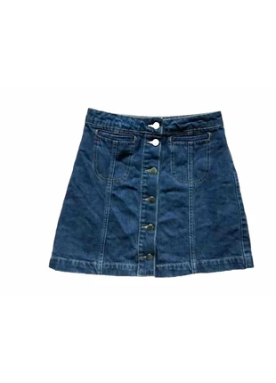 Topshop Denim Skirt Moto Button Up Front A Line Mid Blue W25 Ex/Cond, brand: Topshop, condition: Very good, size: XS / UK 4-6, £5.00, £5.95 includes Buyer Protection Pro