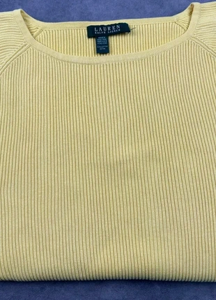 Pull Femme Lauren Manches 3/4 Col rond Jaune Coton Taille M, merk: Lauren Ralph Lauren, staat: Goed, maat: M / 38 / 10, € 14,00, € 15,40 inclusief Kopersbescherming