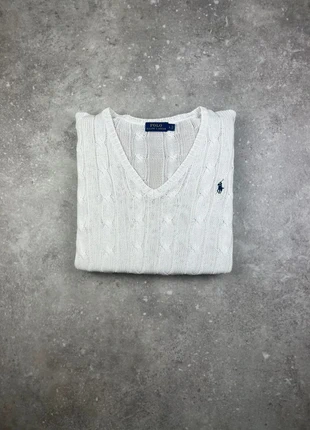 Pull Col V Torsadé Polo Ralph Lauren Taille L Femme Blanc Logo Brodé Bleu Marine 100% Coton #V44, marque: Ralph Lauren, état: Très bon état, taille: L / 40 / 12, 60,00 €, 63,70 € Protection acheteurs (Pro) incluse