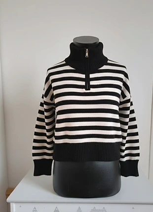 🖤 Pull Bershka – Rayé Noir & Blanc – Taille S – Très bon état, brand: Bershka, condizioni: Ottime, taglia: S / IT 40 / EU 36, €10.90, €12.15 include la Protezione acquisti