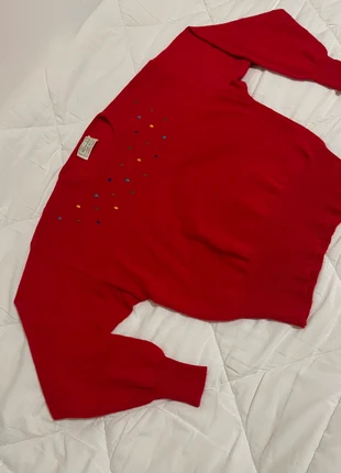 Jersey rojo vintage con bordados de lunares, marque: Benetton, état: Très bon état, taille: XS / 34 / 6, 14,90 €, 16,35 € Protection acheteurs incluse