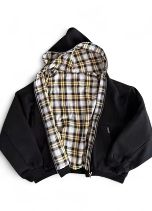 Veste à capuche noir double zip réversible à carreaux taille M, marque: y2k, état: Neuf sans étiquette, taille: M, 59,00 €, 62,65 € Protection acheteurs incluse
