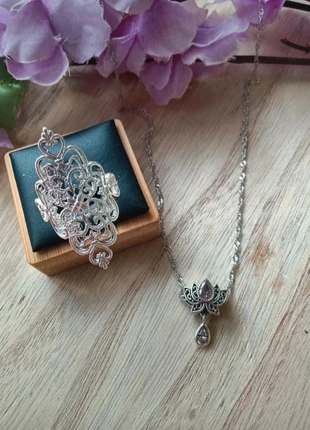 Collar con colgante y anillo de plata de Ley 925, merk: Plata, staat: Nieuw met prijskaartje, € 11,00, € 12,25 inclusief Kopersbescherming Pro