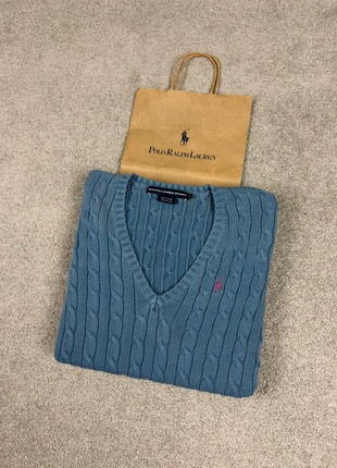 Pull Col V Torsadé Ralph Lauren / Cable Knit Bleu Ciel Femme M | Logo Brodé | Old Money - RAJ2A42, brand: Ralph Lauren, condizioni: Ottime, taglia: M / IT 42 / EU 38, €42.80, €45.64 include la Protezione acquisti