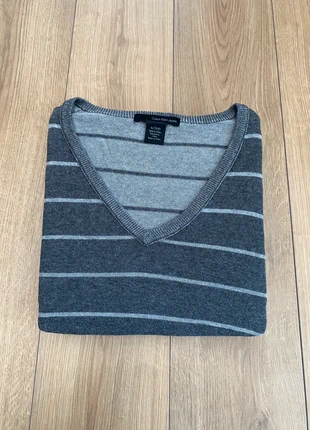 Pull hiver calvin Klein col V élégant sweat | gris rayé | taille XL, marke: Calvin Klein, zustand: Sehr gut, größe: XL, 12,00 €, 13,30 € inklusive Vinted-Käuferschutz