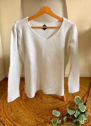 Très joli pull blanc du Nil femme col V T S 100% coton, brand: Blanc du Nil, condizioni: Ottime, taglia: S / IT 40 / EU 36, €5.00, €5.95 include la Protezione acquisti