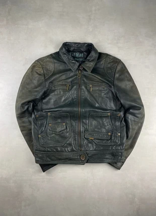 Veste en cuir Moulante Vintage ajustée Multi-pockets col Zip Cropped noir délavé Taille M, brand: Vintage Dressing, condition: Very good, size: M / 38 / 10, €49.00, €52.15 includes Buyer Protection