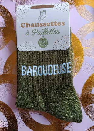 Chaussettes à paillettes "Baroudeuse" Libre, audacieuse et irrésistiblement scintillante, brand: STC, condizioni: Nuovo con cartellino, taglia: Taglia unica, €4.90, €5.85 include la Protezione acquisti Pro
