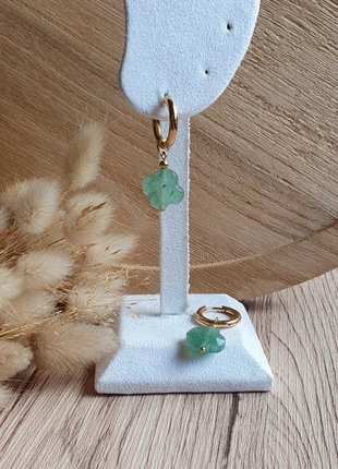 Boucles d'oreilles trèfle en aventurine verte et acier inoxydable doré, marca: ZAG, estado: Muito bom, €13.50, €14.88 inclui Proteção do Comprador Pro