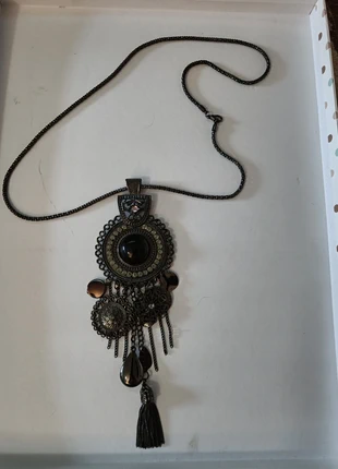 Large pendant necklace dark grey metal, brand: Source Unknown, condition: Very good, £2.00, £2.80 includes Buyer Protection