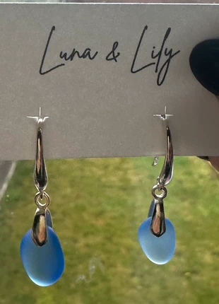 Polished blue Seaglass ear rings, brand: Luna and Lily, condition: New with tags, £7.99, £9.09 includes Buyer Protection