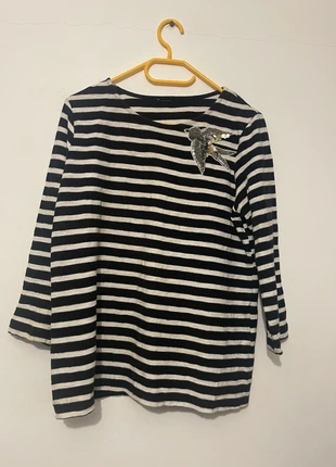 Haut rayé noir & blanc – patch oiseau brodé, zustand: Sehr gut, größe: Sonstige, 8,00 €, 9,10 € inklusive Vinted-Käuferschutz