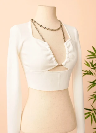 💫Top Bershka blanc pur - chaîne argentée, brand: Bershka, condition: New without tags, size: XS / 34 / 6, €12.00, €13.30 includes Buyer Protection