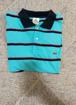 Lacoste Striped Polo Shirt – Light Blue, Navy & Red,, marke: Lacoste, zustand: Gut, größe: L, 17,99 €, 19,59 € inklusive Vinted-Käuferschutz